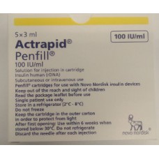 Actrapid insulin Penfill 5 x 3ml/300iu (fast acting) by Novo Nordisk